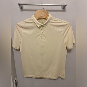 Lululemon Evolution Polo Shirt Mens 2XL Yellow Striped Performance Stretch XXL